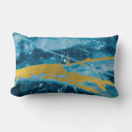 Almofada Lombar Geode Agate Gemstone Blue e Dourado