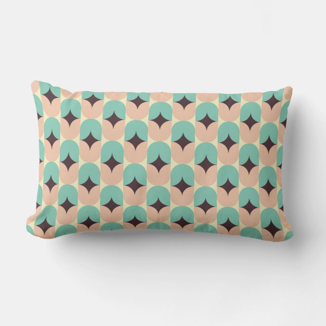 Almofada Lombar Geometric pattern of teal, beige, and black shapes (Frente)