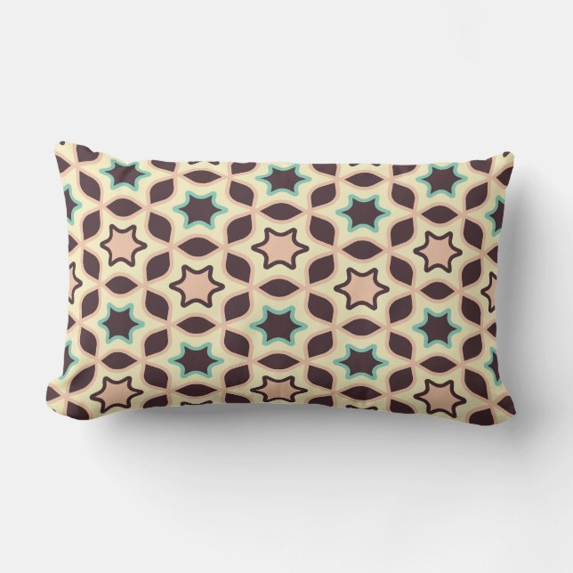 Almofada Lombar  Geometric pattern with star shapes in brown and t (Frente)