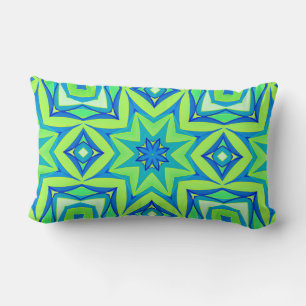 Almofada Lombar Geométrico abstrato Star - Verde limão e Azul