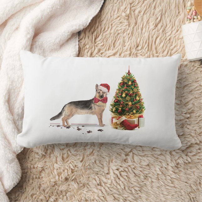 Almofada Lombar German shepherd Engraçado Cachorro de Natal com Ár (Cobertor)