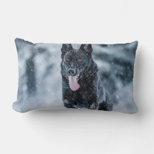 Almofada Lombar German shepherd preto no Cobrir da escova de neve