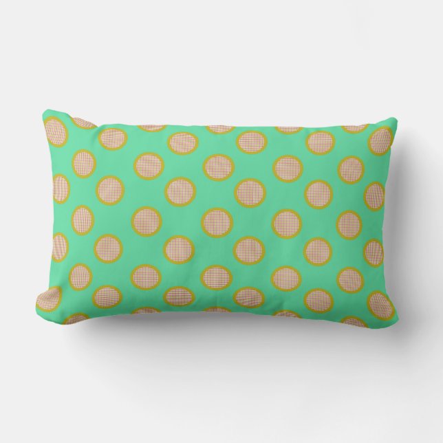 Almofada Lombar Gingham Dots, Travesseiro lombar verde (Frente)