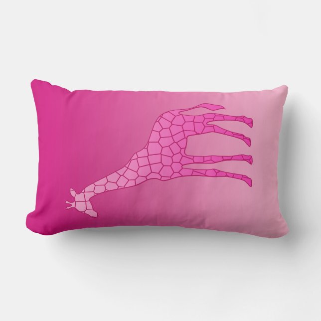 Almofada Lombar Girafa Geométrica Moderna, Fuchsia e Rosas claro (Frente)