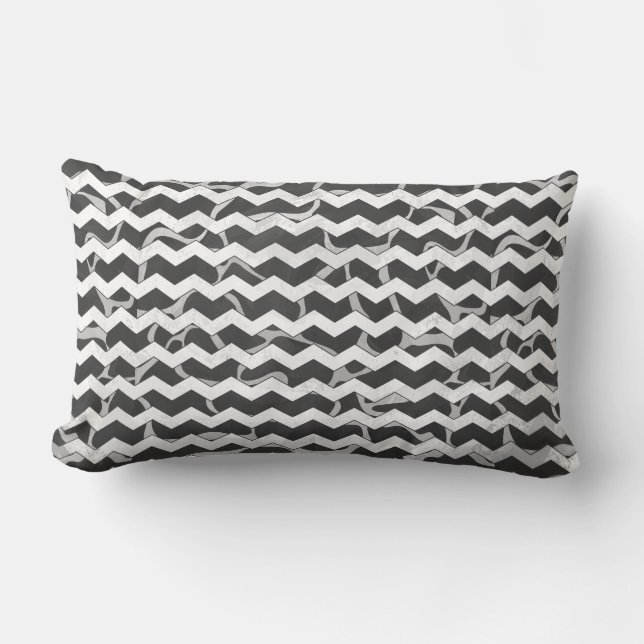 Almofada Lombar Giraffe Black e Cinza Chevron Patterno (Frente)
