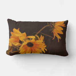 Almofada Lombar Girassóis amarelos no fundo do chocolate