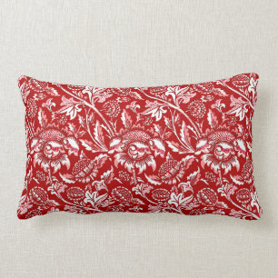 Almofada Lombar Girassóis de William Morris, vermelho escuro e