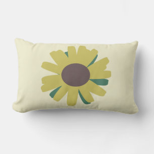 Almofada Lombar Girassol Simples Flor Marrom Verde Amarelo  