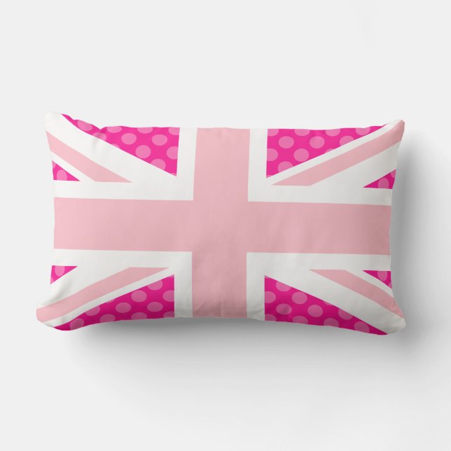 Almofada Lombar Girly Pink Bolinhas Union Jack (Frente)