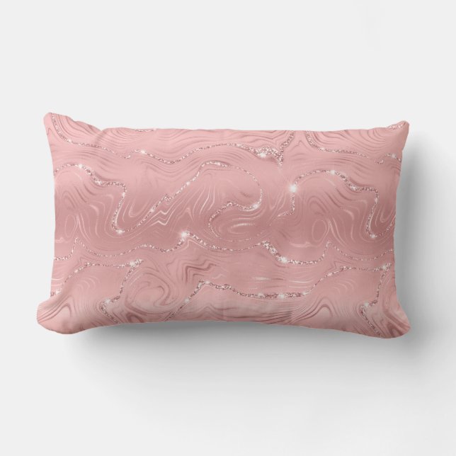 Almofada Lombar Glitor de prata rosa de luxo chic (Frente)