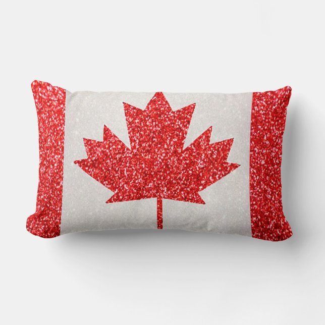 Almofada Lombar Glitter Canada flag retângulo accent travesseiro (Frente)