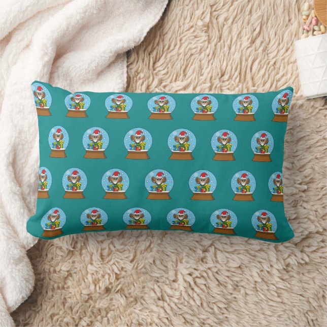 Almofada Lombar Globo de Neve com Santa Claus Owl (Cobertor)