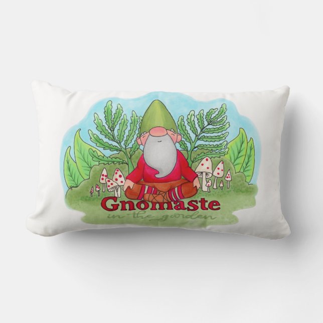 Almofada Lombar Gnomaste no jardim, travesseiro (Frente)
