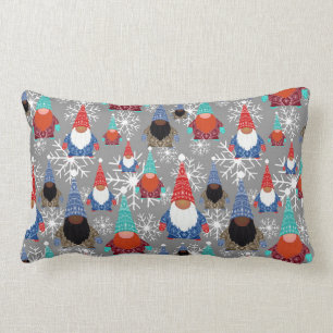 Almofada Lombar Gnome Snowflake Ilustra Padrão de Natal