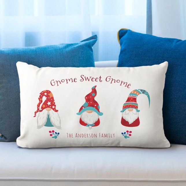 Almofada Lombar Gnome Sweet Gnomet Gnomte Simple Modern Holiday El (Criador carregado)