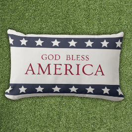 Almofada Lombar God Bless America Patriotic White and Blue