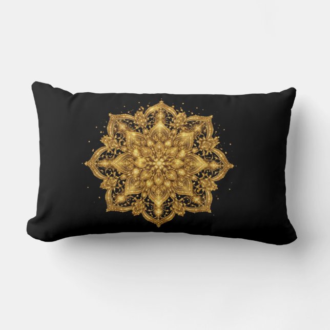 Almofada Lombar Gold Mandala Pillow Luxury Decorative Throw  (Frente)
