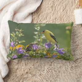 Almofada Lombar Goldfinch em uma Flor Harebell