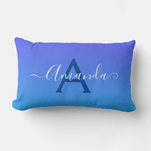 Almofada Lombar Gradient Blue elegant Monograma e nome