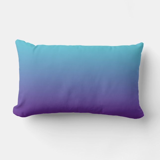 Almofada Lombar Gradiente de Fundo Simples Turquesa Azul Roxo (Frente)