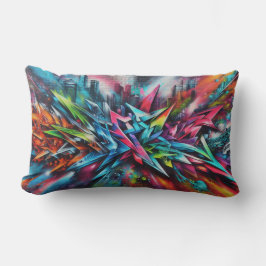 Almofada Lombar Graffiti Streetart auf Ziegelwand mit Skyline 