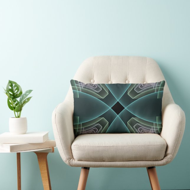 Almofada Lombar Gráfico de Arte Geométrica Teal Moderna (Cadeira)