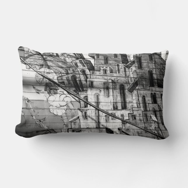 Almofada Lombar Grafites preto e branco em San Francisco (Frente)