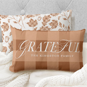 Almofada Lombar Grateful Family County Orange Xadrez Fall Folha
