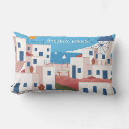 Almofada Lombar Grécia do Mykonos de Texto Personalizado