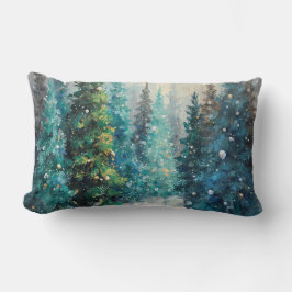 Almofada Lombar Green Christmas Trees Winter Forest