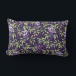 Almofada Lombar  Green Leaves and Wisteria Floral Pattern<br><div class="desc">Seamless pattern of lush green leaves and delicate purple wisteria flowers on a dark purple background,  creating an elegant,  floral design.</div>