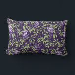Almofada Lombar  Green Leaves and Wisteria Floral Pattern<br><div class="desc">Seamless pattern of lush green leaves and delicate purple wisteria flowers on a dark purple background,  creating an elegant,  floral design.</div>