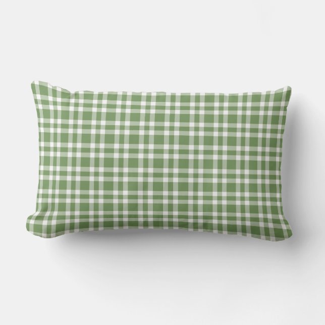 Almofada Lombar Green White Plaid Pattern (Frente)