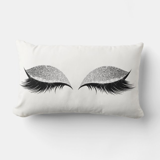 Almofada Lombar Grelha Negra De Cinza De Prata Inventa Confetti (Frente)