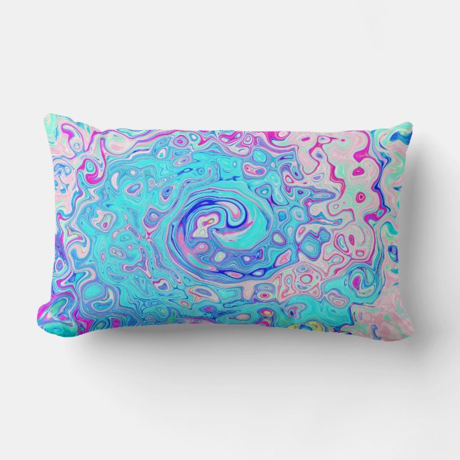 Almofada Lombar Groovy Abstrato Retro Robin Ovo Blue Swirl (Frente)