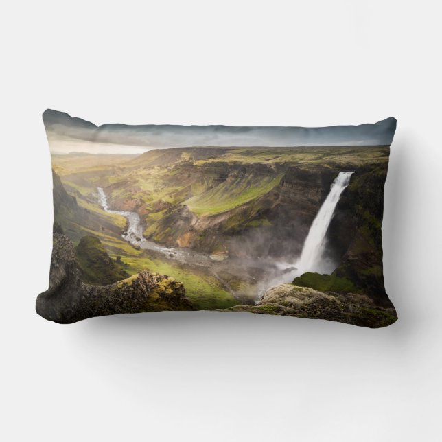 Almofada Lombar Haifoss Waterfall | Verão na Islândia (Frente)