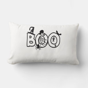 Almofada Lombar Halloween Boo com bruxas e aranha de gato preto
