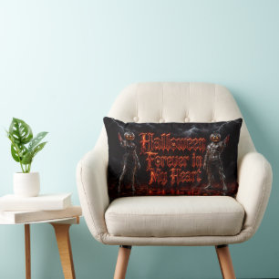 Almofada Lombar Halloween Para Sempre No Meu Coração Abóbora Gótic