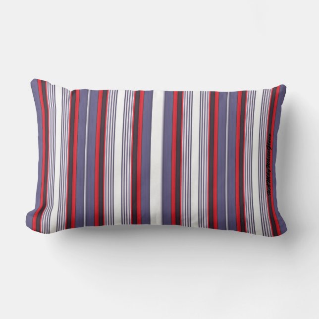 Almofada Lombar HAMbyWhiteGlove - Lumbar - Red Mixed Fine Stripes (Frente)