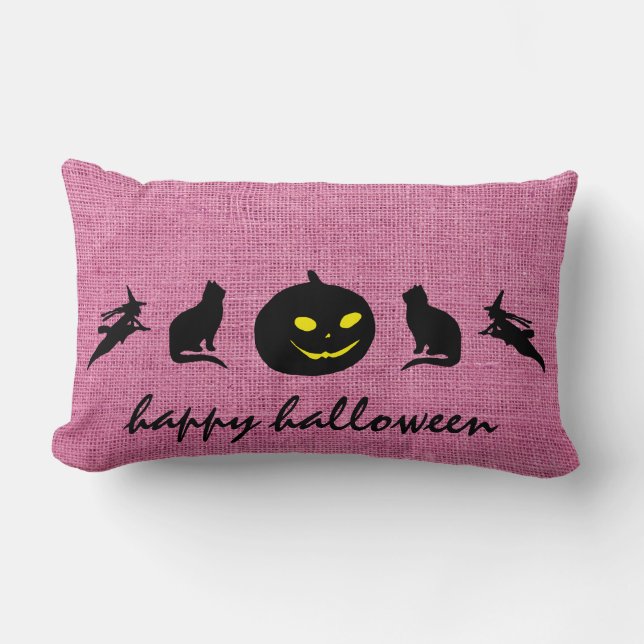 Almofada Lombar Happy Halloween Burlap (Frente)