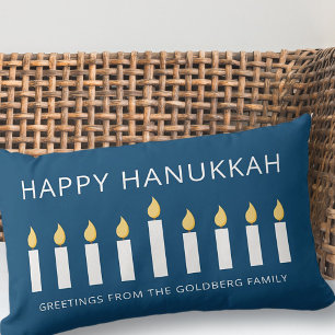 Almofada Lombar Happy Hanukkah Saudação Simples e Moderna da Vel
