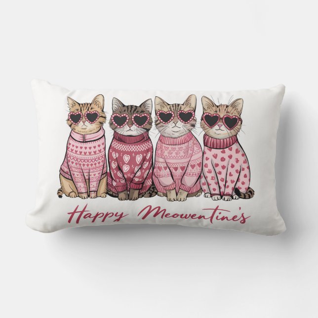Almofada Lombar Happy Meowentines Toss Lumbar Pillow (Frente)