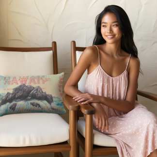 Almofada Lombar Hawaii Aloha Vibes - Cartão-postal e Watercolor