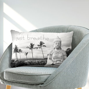 Almofada Lombar Hawaii Buddha Respira a foto branca e negra