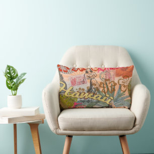 Almofada Lombar Hawaii Hula Viagem Flower Vintage