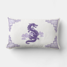 Almofada Lombar Heather Purple Chinoiserie Dragon e Nuvens