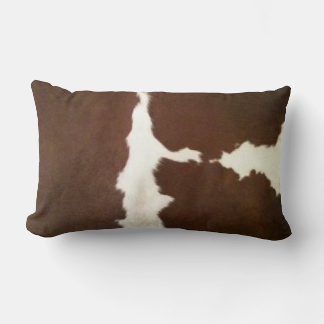 Almofada Lombar Hereford Brown e White Faux Cowhide Lumbar (Frente)