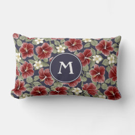 Almofada Lombar Hibiscus e Plumeria - Maroon