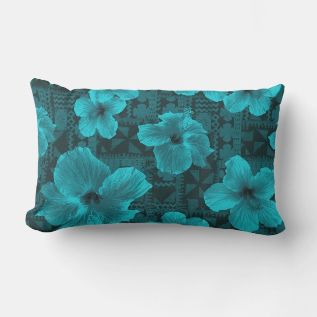 Almofada Lombar Hibiscus havaiano tropical do Tapa de Kalalau (Frente)