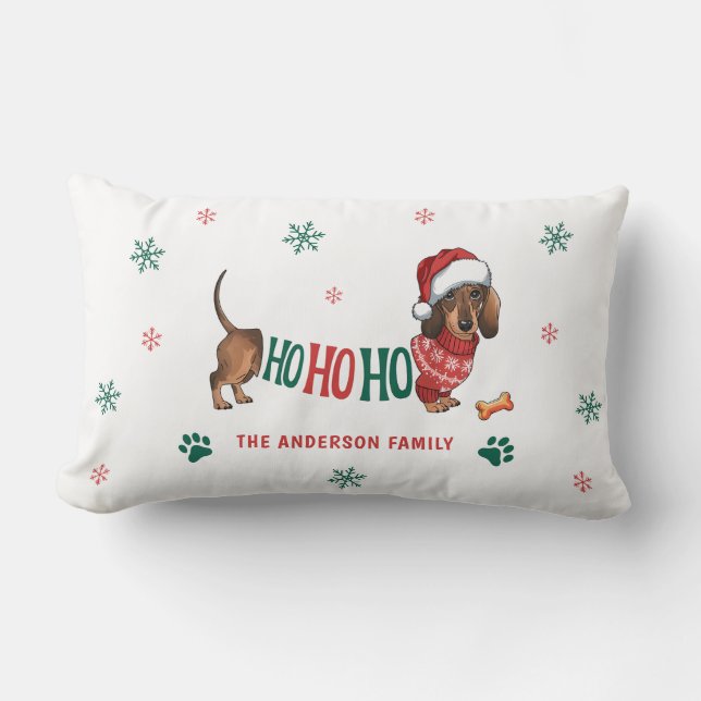 ALMOFADA LOMBAR HO-HO-HO DACHSHUND CHRISTMAS (Frente)